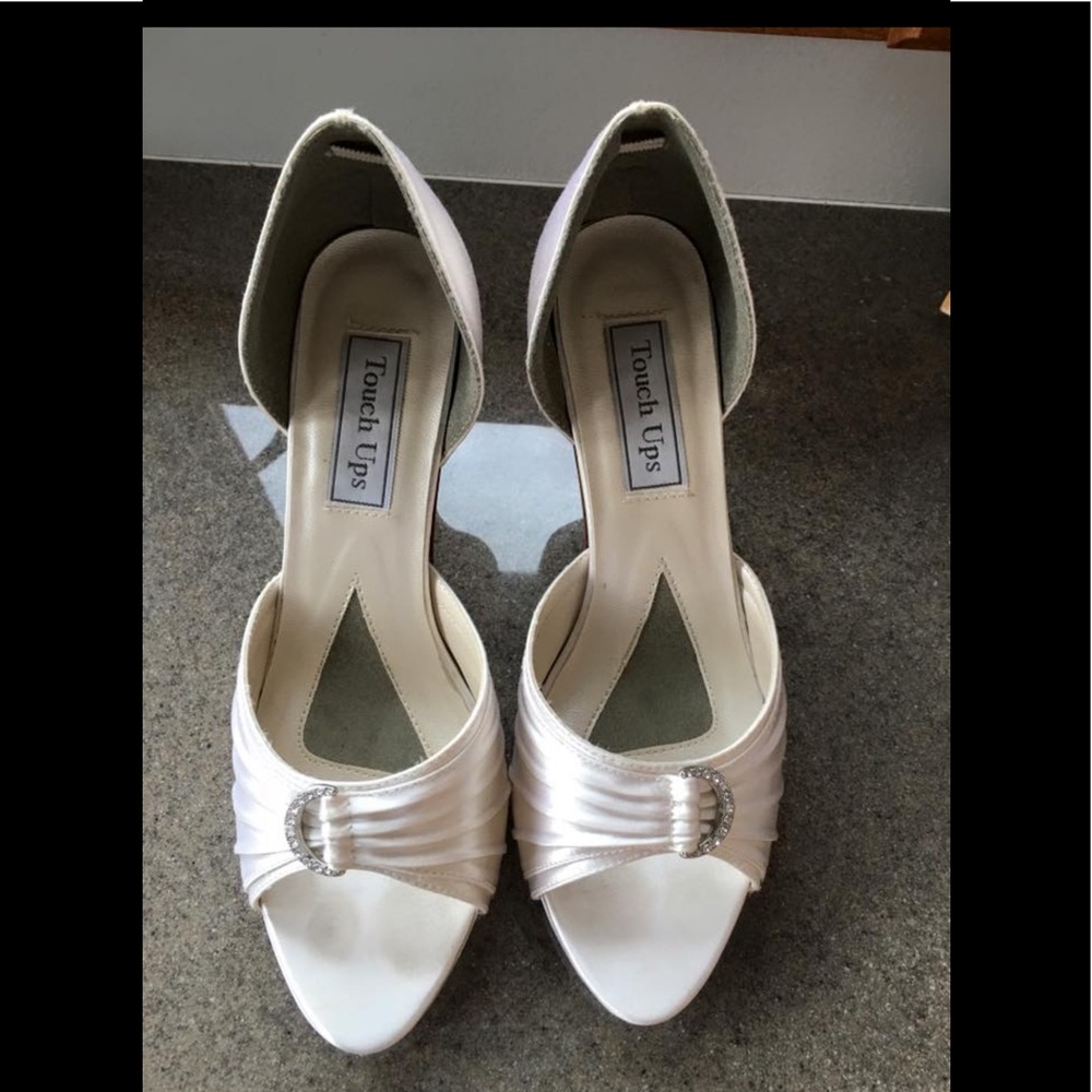 White satin pumps